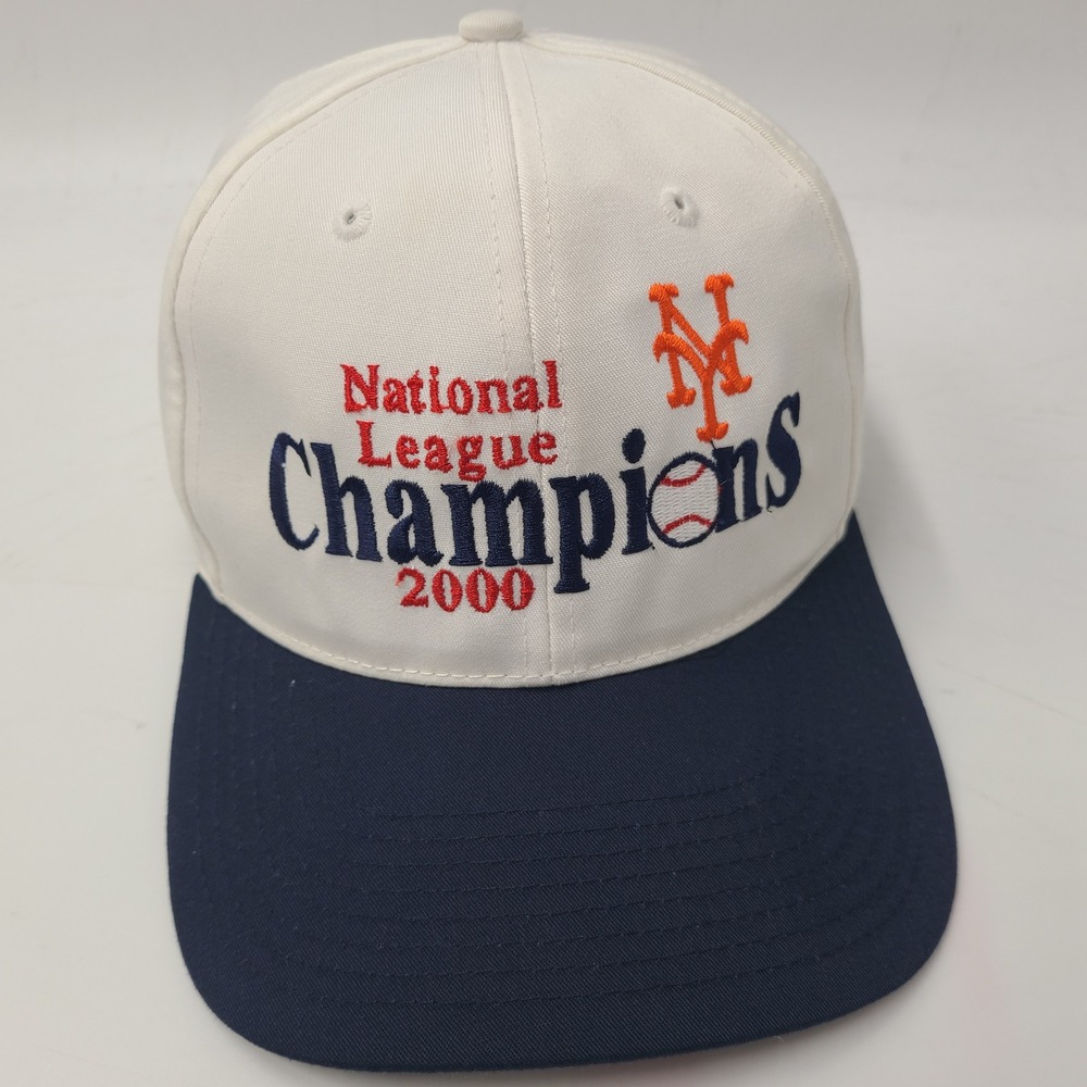 Vintage New York Mets Hat Snapback White Blue MLB 2000 National League Champions